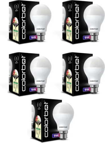 Image of Colorbot 9 W Basic Standard B22 D LED Bulb (White, Pack of 5)