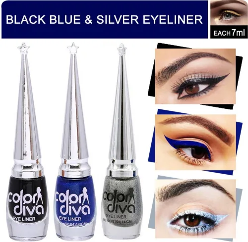 Image of ColorDiva Eyeliner Black, Blue, Grey Po3, 21ml