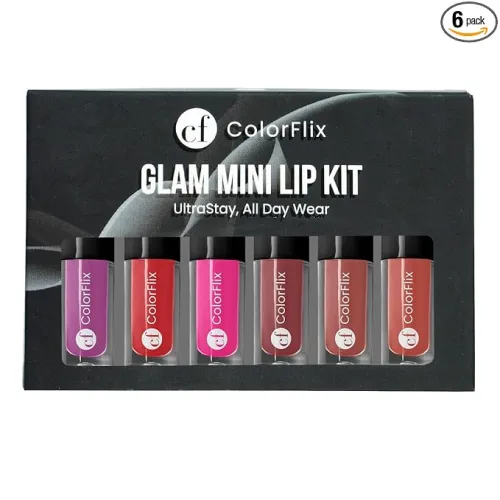 Image of ColorFlix Glam Mini Lip Kit – Set of 6 UltraStay Long Lasting Lipsticks, Matte & Creamy Texture, Smudge-Proof, Travel-Fr