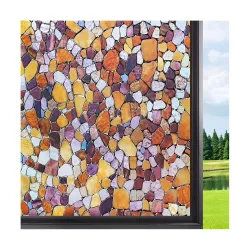 COLORMATE Premium Vinyl Stained Window Glass Film Sticker (12x25 Inch) - Self-Adhesive Decorative Film Opaque Tint Wallpaper for Window Glass Privacy Cover, Door, Office, Home.| Anti-UV. 3D Stones
