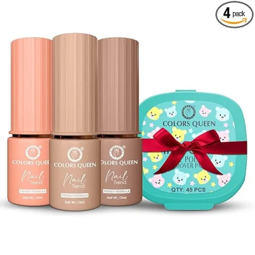 Image of Colors Queen Glossy Nail Paint Set (3 Colors + 45 Wipes, 39ml, Long-Lasting & Vibrant)