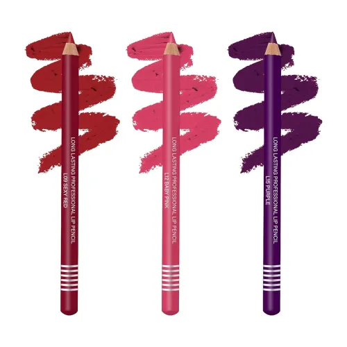 Image of Colors Queen Lip Liner Pencil Combo Pack of 3 | Long Lasting & Waterproof Formula | Matte Lip Liner Pencil for Women(Com