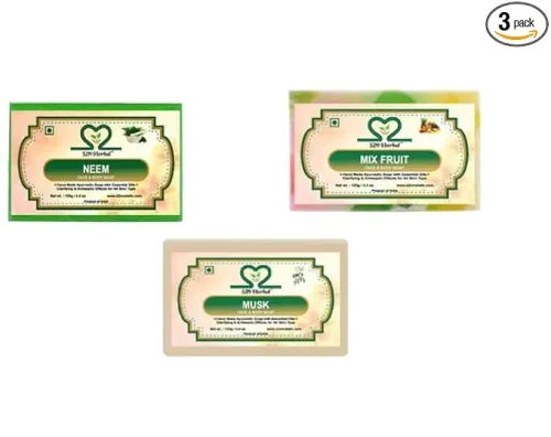 Image of Combo : Musk, Neem Mix Fruit Soaps (375 GMS) (3 x 125 g)