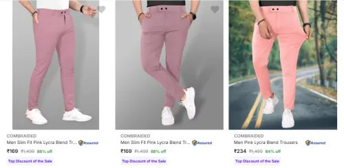 Image of COMBRAIDED Men's Trousers upto 88% Discount | Starting at ₹169
