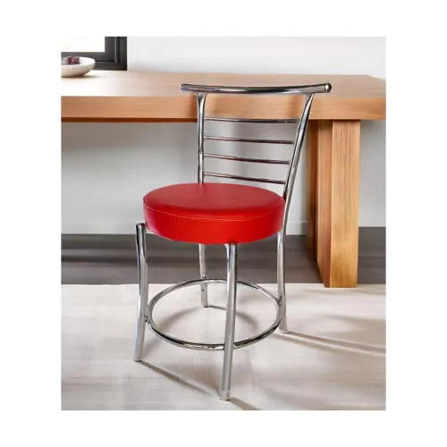 Image of Comfortable Multipurpose Steel Dining Chair with Leather Cushion seat and Steel Frame