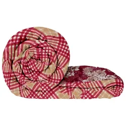 Comforter Single Bed | 240GSM Microfiber Blanket Single Bed | 150x 225cm | Ac Comforter | Magenta & Beige Blanket | Floral Pattern