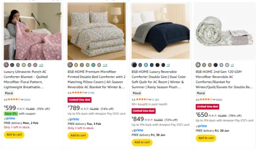 Image of Comforter starting @ ₹599