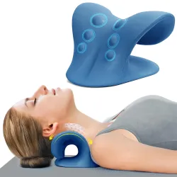 ComfortLife Neck Stretcher for Pain Relief, Neck and Shoulder Relaxer Cervical Neck Traction Device Pillow for TMJ Pain Relief… (Dark Blue)