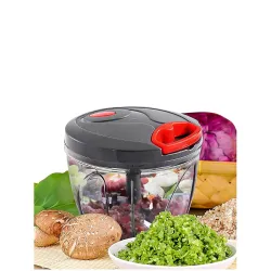 Compact Manual Handy Chopper - 450 ml, Grey & Red Color (with 3 Cutter Blade)