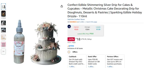 Image of Confect Shimmering Silver Edible Cake Drip – 110ml 