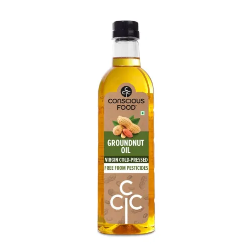 Image of Conscious Food Cold Pressed Groundnut Oil |1 liter | Peanut Oil | Natural | Cooking Oil | Kolhu/Kacchi Ghani/Chekku | Mu