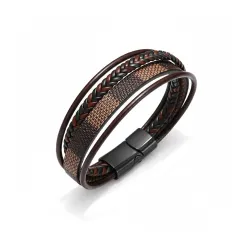 Contemporary Casual Braided Leather Bracelet For Men/Boys