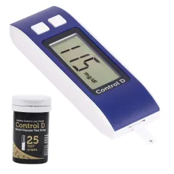 Control D Blue Glucometer Blood Glucos Sugar Testing Monitor Machine with 25