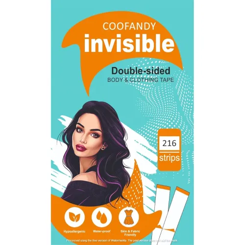 Image of COOFANDY 216 Strips Double Sided Tape for Fashion, Clothing and Body | All Day Strength Invisible Dress Tape for women |