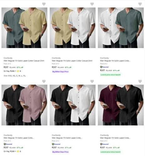 Image of Coofandy Men Regular Fit Casual Shirt (PO2) @ Minimum 85% Discount