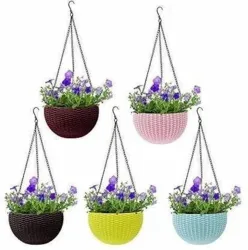Cookcrew Hanging Flower Pots with Chains Container Set (Pack of 5)