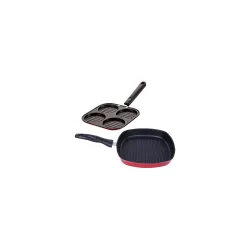 Nirlon Nonstick Non-Induction Cookware Set of 2 & Grill Pan-22.5cm