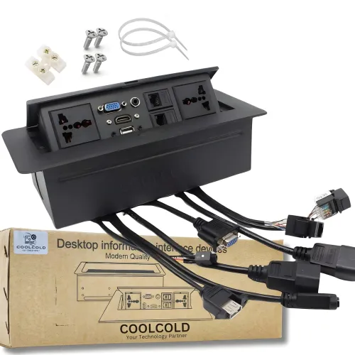 Image of COOLCOLD 10 Module Hydraulic Flip Top Conference Table Connectivity Box
