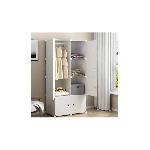 Image of CoolLeaf Plastic Wardrobe for Bedroom, 8-Doors Baby Cupboard for Bedroom, Collapsible Wardrobe for Kids, Durable