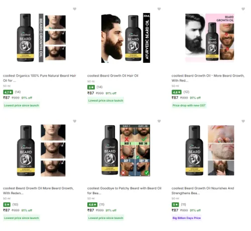 Image of Coollest Organics Beard & Hair Growth Oil @ Starting ₹87