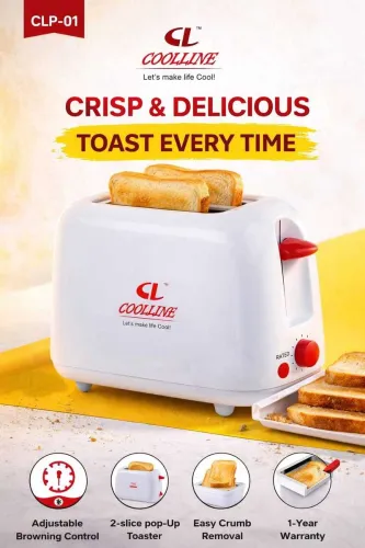 Image of COOLLINE Toaster01 700 W Pop Up Toaster (White)