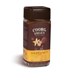 Coorg Valley Vanilla Hazelnut Instant Coffee 50g | Flavoured Coffee | Premium Blend of Robusta & Arabica | Freeze Dried 