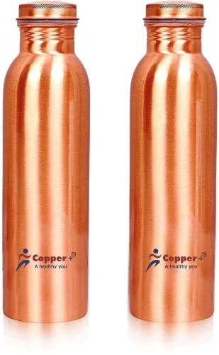 Image of copper plus Plain Copper Water Bottle, 1000ml- Pack of 2 2000 ml Copper Bottle (Pack of 2, Copper)