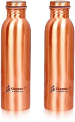 copper plus Plain Copper Water Bottle, 1000ml- Pack of 2 2000 ml Copper Bottle (Pack of 2, Copper)