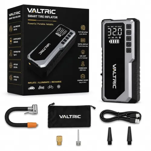 Image of Cordless Tyre Inflator Air for Car and Bike 5200mAh with Digital Display