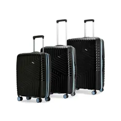 Core Set of 3 Trolley Bags Cabin + Medium + Large Polypropylene Hard Suitcase, 8 Spinner Wheels, Recessed Number Lock, Luggage for Men & Women Midnight Black/Arctic Blue