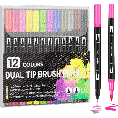 Image of Corslet 12 Pcs Dual Tip Brush Pens Felt Tip Pen 