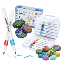 Corslet 12 Shades Acrylic Markers Paint Pens Set Markers Ideal for Mandala Art Doodling Drawing Sketching, Colouring & Shading Pens for Painting