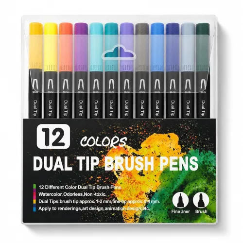 Image of Corslet 12 Pcs Dual Tip Brush Pens 