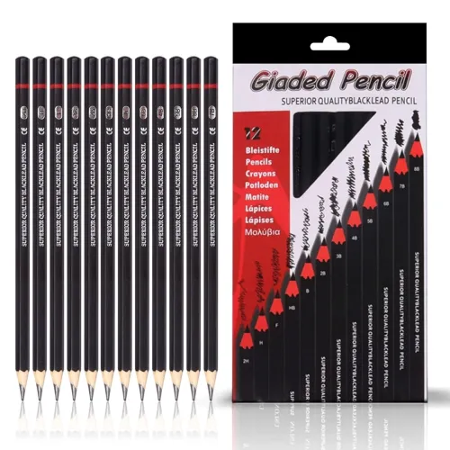 Image of Corslet 12pc Sketch Pencil Set - Art Supplies for Beginners and Professional Artists - Graphite Drawing Kit With Shading
