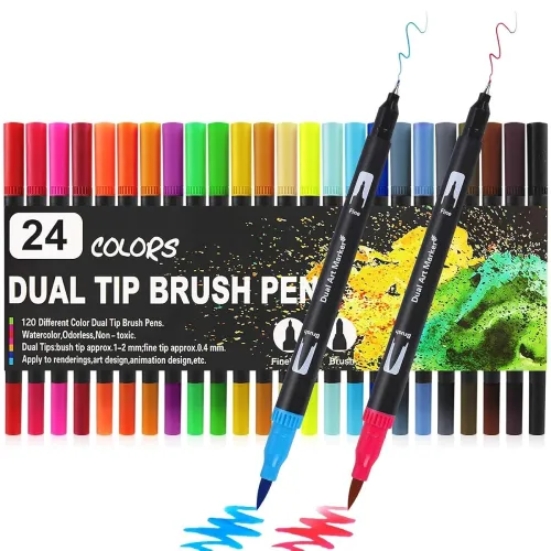 Image of Corslet 24 Pcs Dual Tip Brush Pens 24 Shades