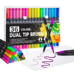 Corslet 36 Colors Dual Tip Colored Brush Pens Art Marker Set Fine Point