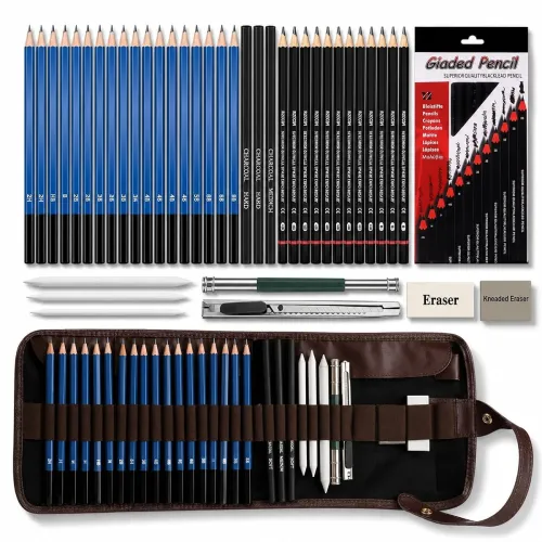 Image of Corslet 41 Pcs Professional Drawing Supplies Sketching Art Kit Pencil Set 