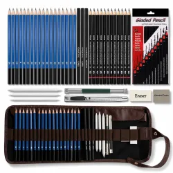 Corslet 41 Pcs Professional Drawing Supplies Sketching Art Kit Pencil Set 