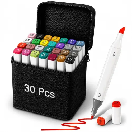 Image of Corslet Dual Tip Art Markers Sketch Pens with Carrying Case * Pack of 30