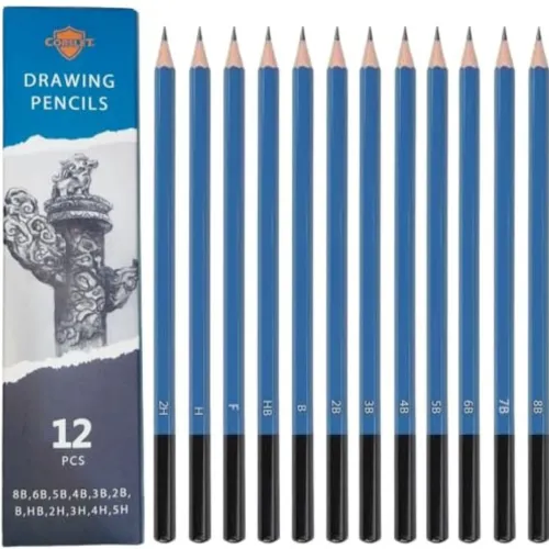 Image of Corslet Professional Drawing kit & Graphite Sketch Pencil Set for Artists (12-Pcs)| Graphite Pencil set for Beginners an