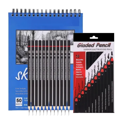 Image of Corslet Set of 13 Drawing Kit 12 pc Drawing Pencils Set Sketch Pencil Shading Sketching 