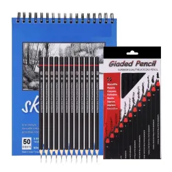 Corslet Set of 13 Drawing Kit 12 pc Drawing Pencils Set Sketch Pencil Shading Sketching Kit Graphite Artist Stationary Material for Adults Professional Artist Kit & 50 Sheets 100 Pages A5 Sk...