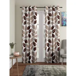 Cortina 2 Piece Floral Design Panel Eyelet Polyester Door Curtains 7ft