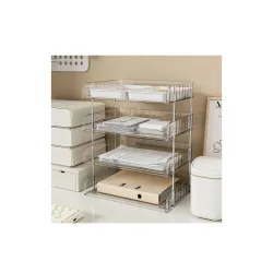 Cortina 4-Tier File Organizer, Premium Polystyrene Desk Rack, Foldable Document Holder with Dividers - Space-Saving Offi