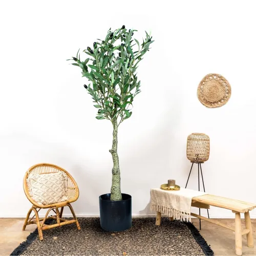 Image of Cortina Artificial Olive Tree | 3 FT Tall Faux Plant | Anti-Tip Tilt Protection Low-Maintenance Plant | Green Fake Potte