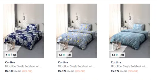 Image of Cortina Bedsheets at minimum 77% Disount