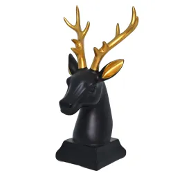 Cortina Ceramic Black Deer Head Sculpture for DÉCOR Living Room Decor, Cheetah Showpiece Office Decor Item, Pack of 1 (Black)