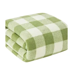 Cortina Checks Printed Microfiber Towels for Bath Large Size-Super Soft Coral Fleece Bathing Towel 