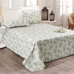 Cortina Cloud Cotton King Size Bedsheet with 2 Pillow Covers | Super Soft, Breathable & Skin-Friendly Bedsheet for Double Bed King Size with Boho Design | 270x250 cm (White & Grey, King)