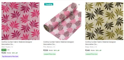 Image of Cortina Curtain Fabrics at minimum 56% Discount